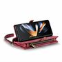 Fr Samsung Galaxy Z Fold4 5G CaseMe Handy Tasche Kunstleder Hlle Etuis Rot + Reiverschluss
