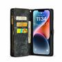 F�r Apple iPhone 14 Plus CaseMe Handy Tasche Kunstleder H�lle Etuis Schwarz + Rei�verschluss