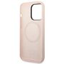 Guess Apple iPhone 14 Pro Max Hard Case Silicone Logo Plate MagSafe Cover Schutzh�lle Rosa