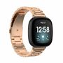 F�r Fitbit Versa 4 + 3 / Sense 1 + 2 Stahl Metall Ersatz Armband Rose Gold Smart Uhr 