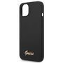 Guess Apple iPhone 14 Hard Case Silicone Vintage Gold Logo Schwarz
