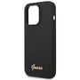 Guess Apple iPhone 14 Pro Hard Case Silicone Vintage Gold Logo Schwarz