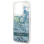 Guess Apple iPhone 14 Pro Hard Case Paisley Liquid Glitter Blau