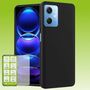F�r Xiaomi Poco X5 5G / Xiaomi Redmi Note 12 5G Silikoncase TPU Schwarz + 0,26 H9 Glas Handy Tasche H�lle Schutz Cover 