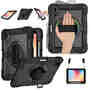 F�r Apple iPad 11. Gen A16 2025 / 10.9 2022 aufstellbare Outdoor Hybrid Schwarz 360 Grad Tablet Tasche