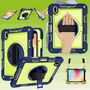 F�r Apple iPad 11. Gen A16 2025 / 10.9 2022 aufstellbare Outdoor Hybrid Blau / Gr�n 360 Grad mit Halte-Schlaufe Tasche