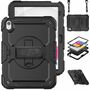 F�r Apple iPad 10.9 2022 10 Gen. 360 Grad aufstellbare Outdoor Hybrid Schwarz Tablet Tasche Etuis + Halteschlaufe