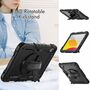 F�r Apple iPad 10.9 2022 10 Gen. 360 Grad aufstellbare Outdoor Hybrid Schwarz Tablet Tasche Etuis + Halteschlaufe