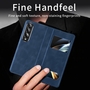 Fr Samsung Galaxy Z Fold4 5G Window View Flip Cover Kunstleder Handy Tasche Hlle Etuis D-Blau