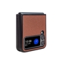 F�r Samsung Galaxy Z Flip4 5G Design Cross Texture Cover Handy Tasche H�lle Etuis Muster Braun