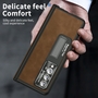 F�r Samsung Galaxy Z Fold4 5G All-inclusive 360 Grad Napa Magnetische Handy Tasche Etuis Braun Neu