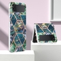 F�r Samsung Galaxy Z Flip4 Electroplating Splicing Marmor TPU H�lle Schutz Cover Handy Tasche Muster / Motiv Blau/Gr�n H�lle Etuis Muster