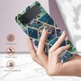 F�r Samsung Galaxy Z Flip4 Electroplating Splicing Marmor TPU H�lle Schutz Cover Handy Tasche Muster / Motiv Blau/Gr�n H�lle Etuis Muster