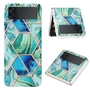 F�r Samsung Galaxy Z Flip4 Electroplating Splicing Marmor TPU H�lle Schutz Cover Handy Tasche Muster / Motiv Gr�n H�lle Etuis Muster