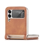 F�r Samsung Galaxy Z Flip4 Faltbare Handytasche mit Kartenfach und Litschi-Textur Schutz Cover Handy Tasche Muster / Motiv Braun H�lle Etuis Muster