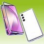 F�r Samsung Galaxy A34 5G Beidseitiger 360 Grad Magnet Glas H�lle Handy Tasche Bumper Lila 