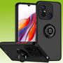 F�r Xiaomi Redmi 11A / 12C Ring Magnet Handy Tasche H�lle Etui Schwarz 