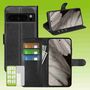 F�r Google Pixel 8 Pro Produktset Handy Tasche Wallet + H9 4D Curved Hart Glas Schutz H�lle Case Cover Etuis Neu Zubeh�r Schwarz 