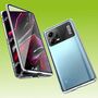 F�r Xiaomi Poco X5 / Redmi Note 12 5G Beidseitiger 360 Grad Magnet Glas H�lle Handy Tasche Bumper Silber 