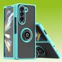 F�r Samsung Galaxy Z Fold5 5G Ring Magnet Handy Tasche H�lle Hellblau 