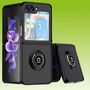 F�r Samsung Galaxy Z Flip5 5G Ring Magnet Handy Tasche H�lle Schwarz 