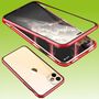 F�r Apple iPhone 15 Beidseitiger 360 Grad Magnet H�lle Bumper Rot 