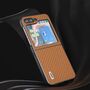 F�r Samsung Galaxy Z Flip5 5G Carbon Textur Schutzh�lle Case Hellbraun