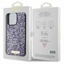 Guess Apple iPhone 15 Pro Schutz�lle Case Rhinestone Metal Logo Lila