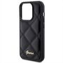 Guess Apple iPhone 15 Pro Schutzhlle Case Quilted Metal Logo Schwarz