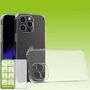 F�r Apple iPhone 15 Pro Max Schock TPU Case Transparent + 0,26 H9 Glas H�lle Schutz  