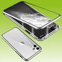 F�r Apple iPhone Plus 15 Beidseitiger 360 Grad Magnet H�lle Bumper Silber 