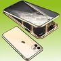 F�r Apple iPhone 15 Pro Beidseitiger 360 Grad Magnet H�lle Bumper Gold 