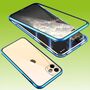 F�r Apple iPhone 15 Pro Beidseitiger 360 Grad Magnet H�lle Bumper Blau 
