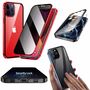 Fr Apple iPhone 15 Pro Max Beidseitiger 360 Grad Magnet / Glas Privacy Mirror Case Hlle Handy Tasche Bumper Rot