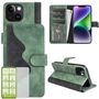 F�r Apple iPhone 15 Produktset Design Handy Tasche Wallet + H9 Hart Glas Schutz H�lle Case Cover Etuis Zubeh�r Gr�n