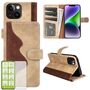 F�r Apple iPhone 15 Plus Produktset Design Handy Tasche Wallet + H9 Hart Glas Schutz H�lle Case Cover Etuis Zubeh�r Braun