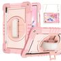 F�r Samsung Galaxy Tab S10 FE / S9 / S9 FE / S8 aufstellbare Outdoor Hybrid Pink 360 Grad mit Halte-Schlaufe
