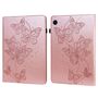 F�r Samsung Galaxy Tab A9 Schmetterling Muster 2 Kunstleder H�lle Cover Tasche Pink