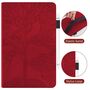 F�r Samsung Galaxy Tab A9 Baum Muster Kunstleder H�lle Case Tasche Rot