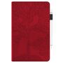 F�r Samsung Galaxy Tab A9 Baum Muster Kunstleder H�lle Case Tasche Rot