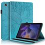 F�r Samsung Galaxy Tab A9 Plus Baum Muster Kunstleder Tasche Blau