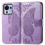 F�r ZTE Blade V50 Vita Kunstleder Wallet Handy Tasche Schmetterling Design Schutz H�lle Case Cover Etuis Hell-Lila