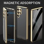 F�r Samsung Galaxy S24 Ultra Full Cover Magnet / Glas Privacy H�lle Handy Tasche Bumper Schwarz
