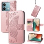 F�r Xiaomi Redmi Note 13 Kunstleder Wallet Handy Tasche Schmetterling Design Schutz H�lle Case Cover Etuis Rosa
