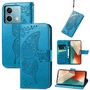 F�r Xiaomi Redmi Note 13 Kunstleder Wallet Handy Tasche Schmetterling Design Schutz H�lle Case Cover Etuis Blau