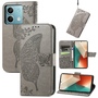 F�r Xiaomi Redmi Note 13 Kunstleder Wallet Handy Tasche Schmetterling Design Schutz H�lle Case Cover Etuis Grau