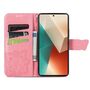 F�r Xiaomi Redmi Note 13 Pro / Poco X6 Kunstleder Wallet Handy Tasche Schmetterling Design Schutz H�lle Pink