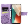 F�r Xiaomi Redmi Note 13 Pro / Poco X6 Kunstleder Wallet Handy Tasche Schmetterling Design Schutz H�lle Hell-Lila