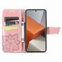 F�r Xiaomi Redmi Note 13 Pro Plus Kunstleder Wallet Handy Tasche Schmetterling Design Schutz H�lle Rosa