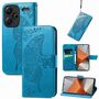 F�r Xiaomi Redmi Note 13 Pro Plus Kunstleder Wallet Handy Tasche Schmetterling Design Schutz H�lle Blau